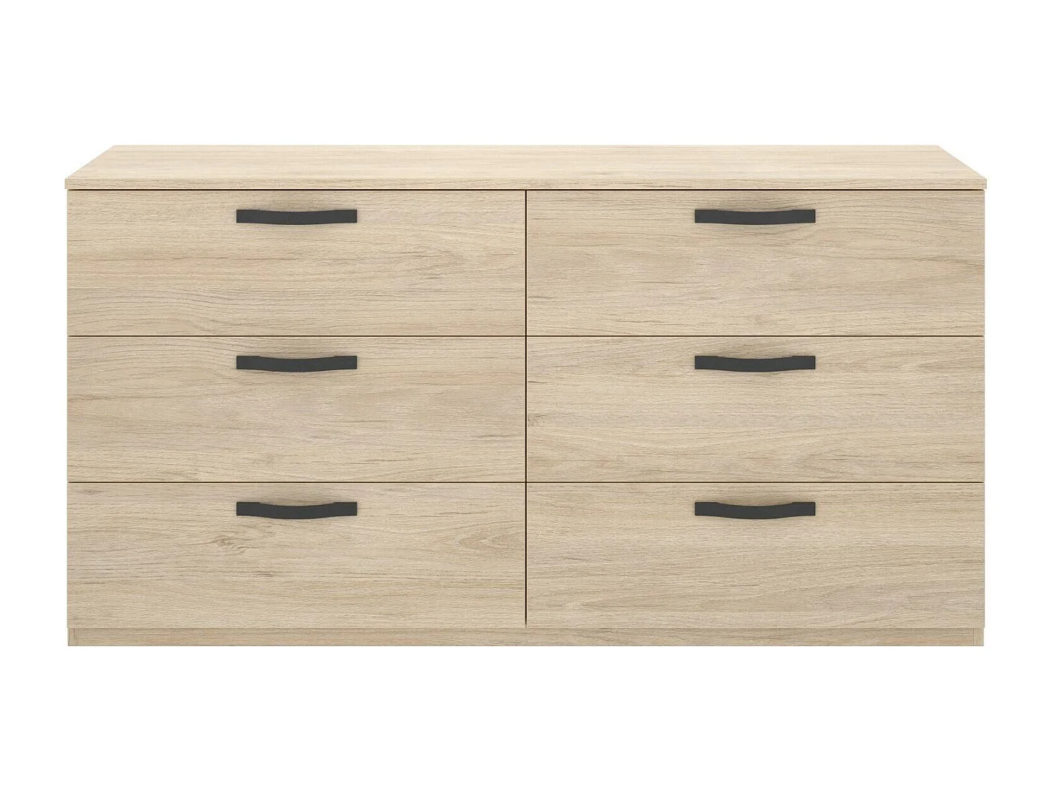 Commode Daint, Commode de chambre à coucher, Commode avec 6 tiroirs, 140x45h72 cm, Chêne