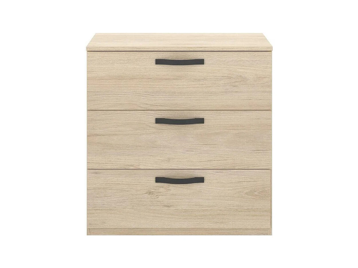 Cassettiera Peres, Settimanale per camera da letto, Comò con 3 cassetti, 70x45h72 cm, Rovere