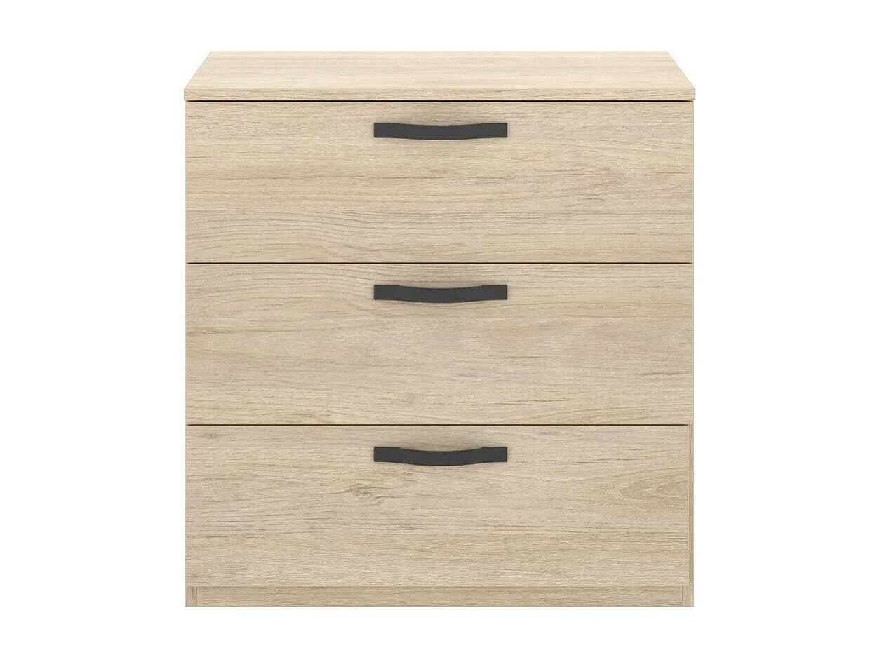 Dmora Ladenkast Peres 44,7x70,4x72,3h cm Bruin Eiken 3 Laden Schuifopening, Schuifsluiting