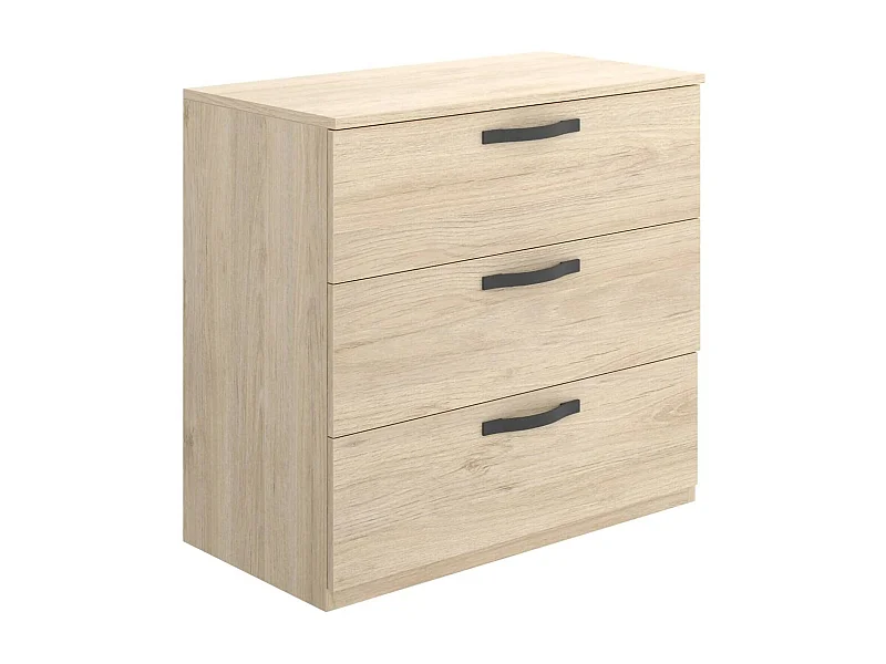 Dmora Ladenkast Peres 44,7x70,4x72,3h cm Bruin Eiken 3 Laden Schuifopening, Schuifsluiting