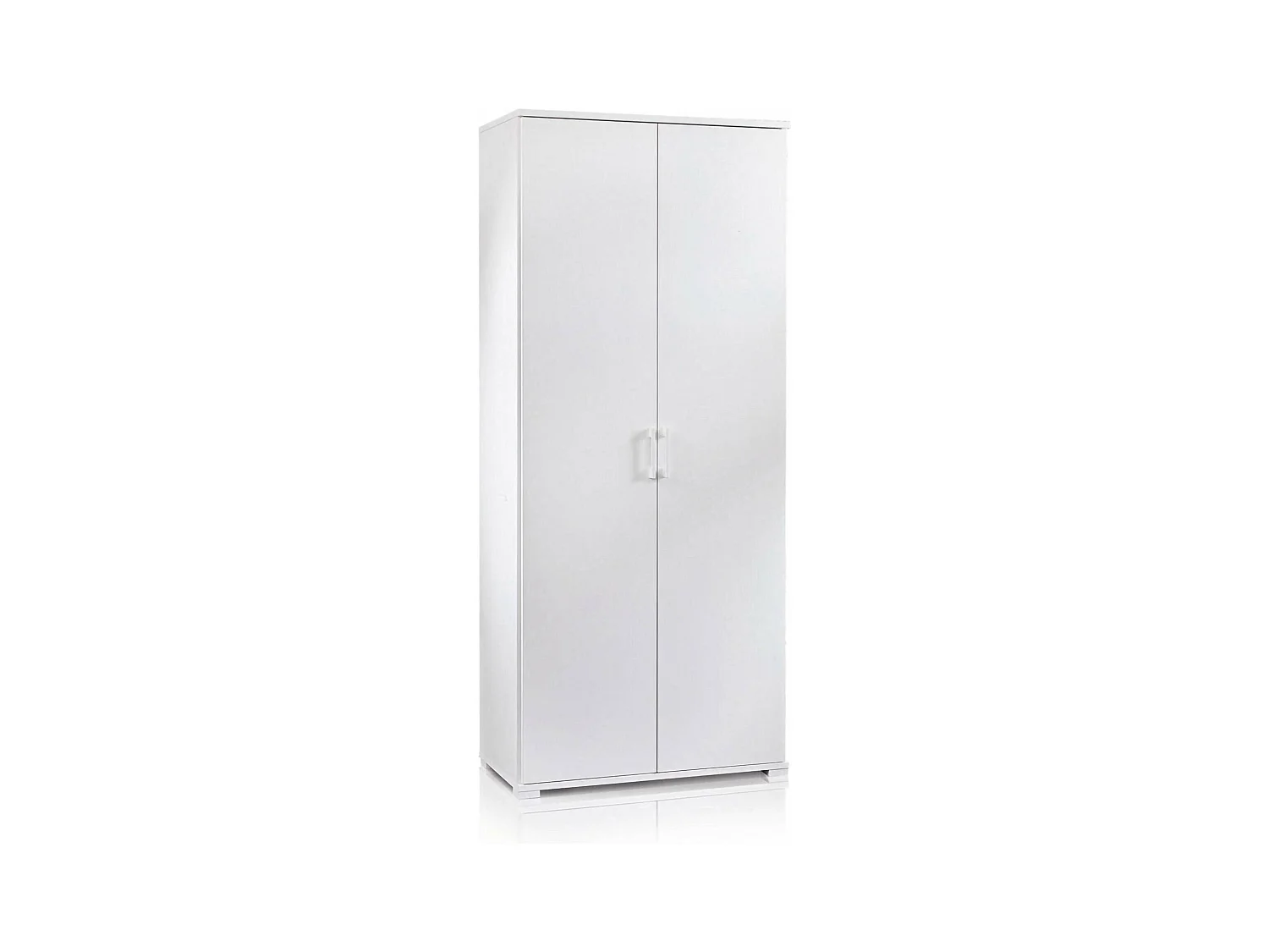 Armadio multiuso Alisso, Mobile lineare a 2 Ante battenti, Guardaroba a 4 ripiani regolabili, Scarpiera moderna, 100% Made in Italy, 90x45h195 cm, Bianco