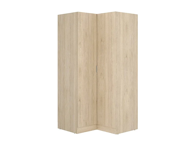 Armoire Elgon, Armoire d'angle pour chambre à coucher, Armoire d'angle avec 2 portes battantes, 91x93h184 cm, Chêne