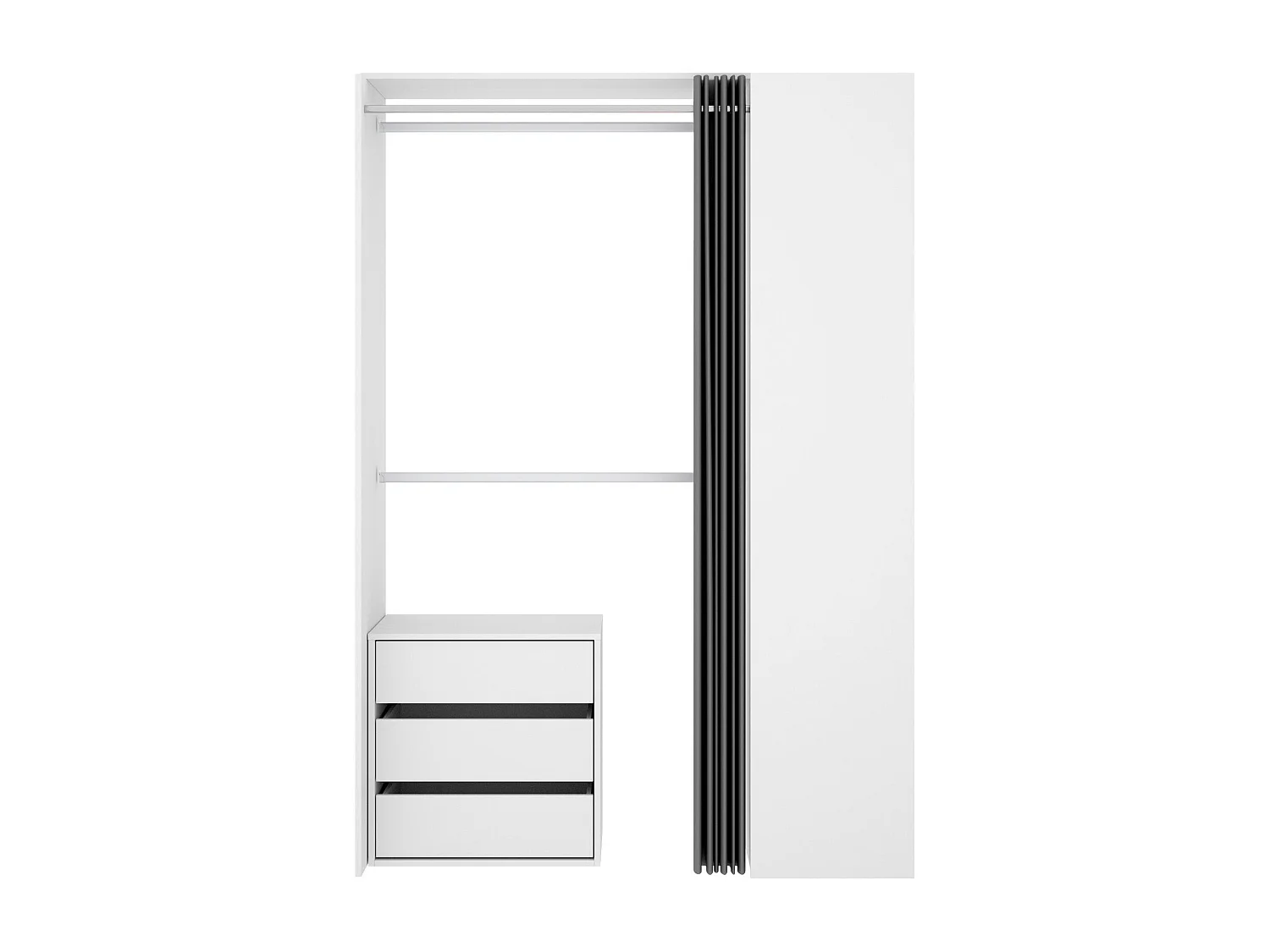 Dmora Grote Kledingkast Sciliar 52x205h cm Wit 3 Laden 4 Planken, Slaapkamerkast Kledinghanger