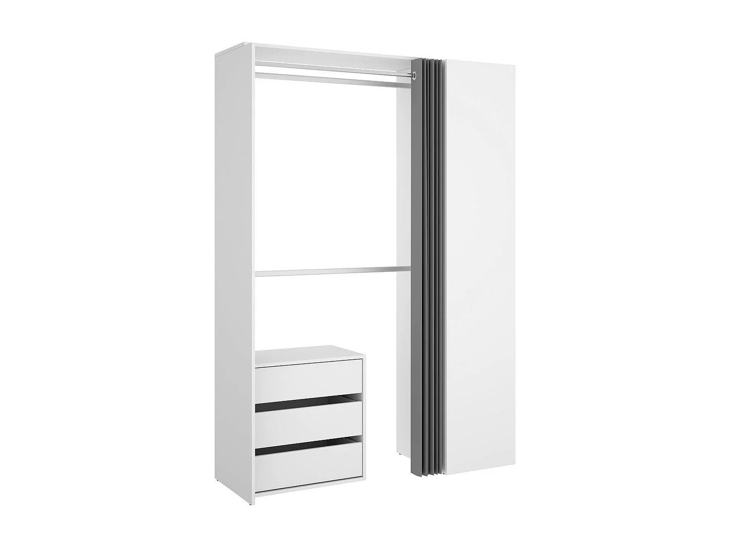 Armoire Sciliar, Structure pour dressing, Cintre ouvert, 141x52h205 cm, Blanc et Anthracite