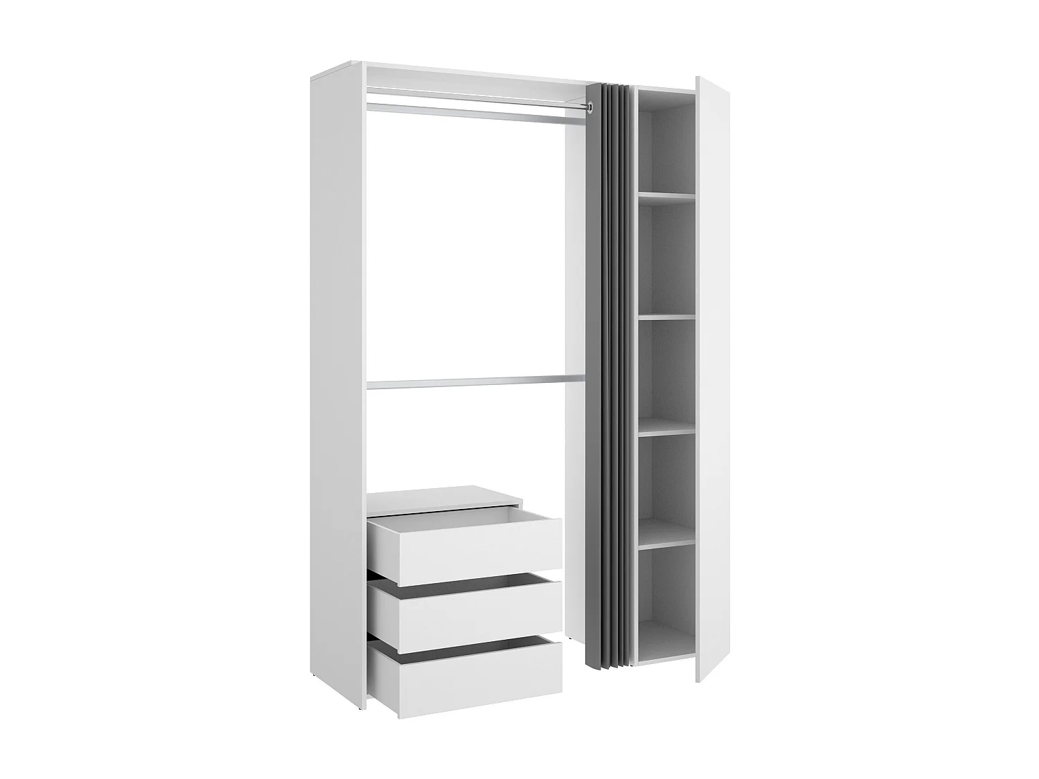 Armoire Sciliar, Structure pour dressing, Cintre ouvert, 141x52h205 cm, Blanc et Anthracite