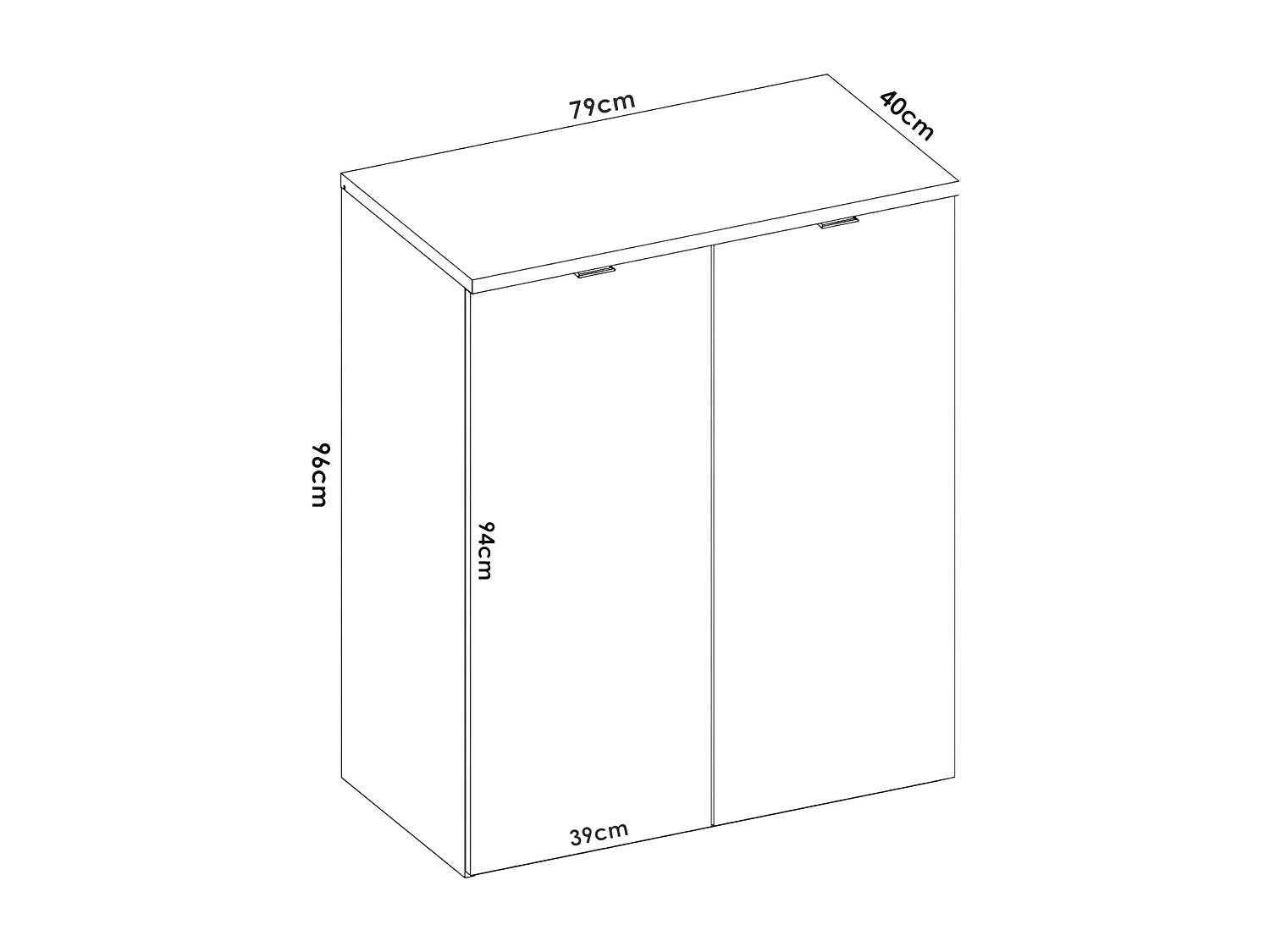 Armoire polyvalente Gaviola, Armoire basse multifonctionnelle, armoire 2 portes, 79x40h96 cm, Blanc et Chêne
