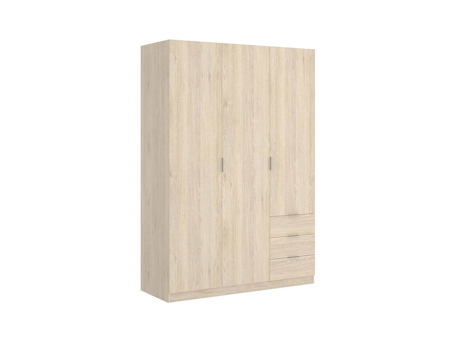 Armoire Cimone, Cintre pour chambre à coucher, Armoire avec 3 portes battantes et 3 tiroirs, 121x52h184 cm, Chêne