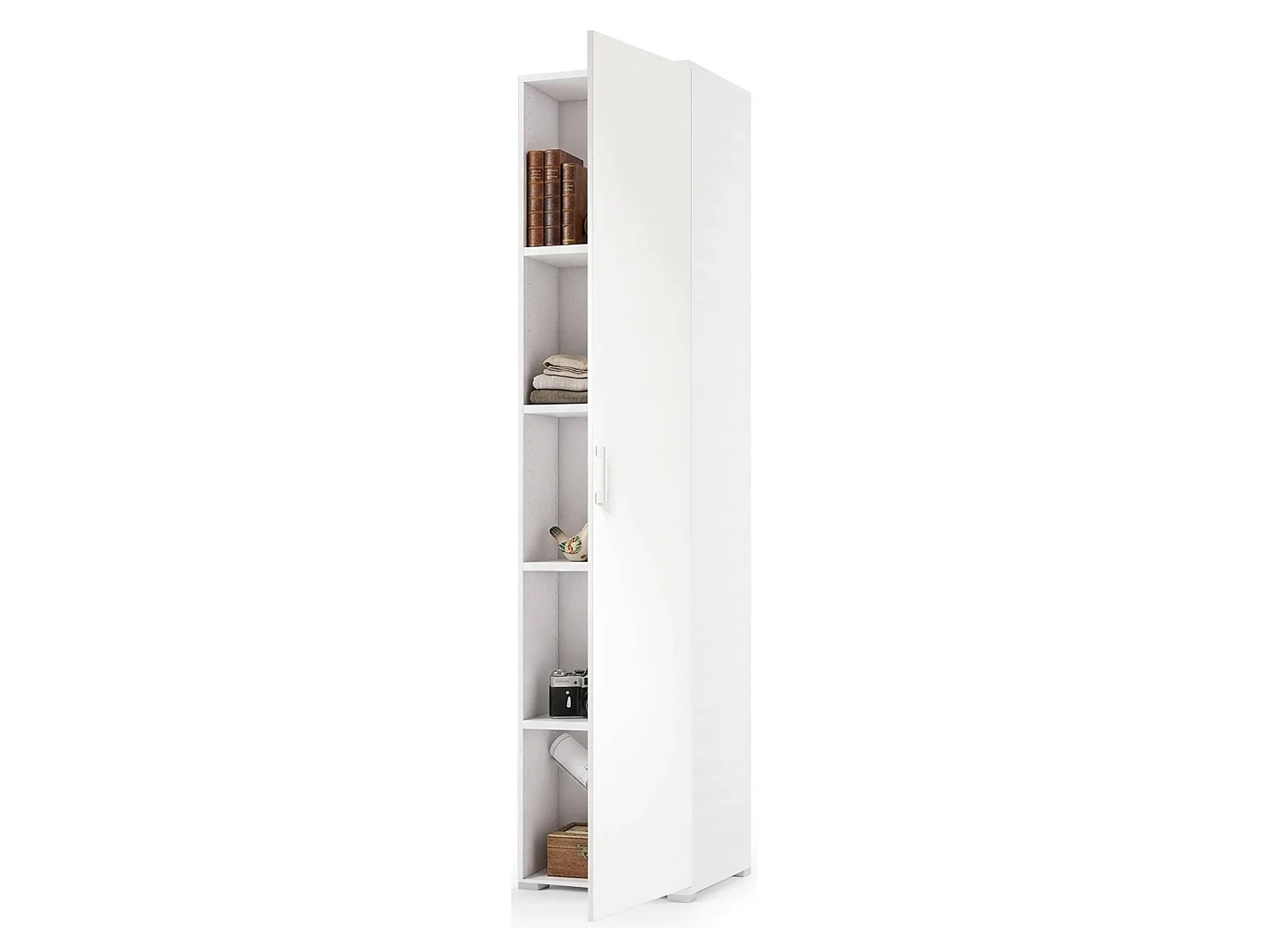 Armadio Multiuso 1 Anta Aloise, 4 Ripiani Made in Italy, 45x195h cm Bianco