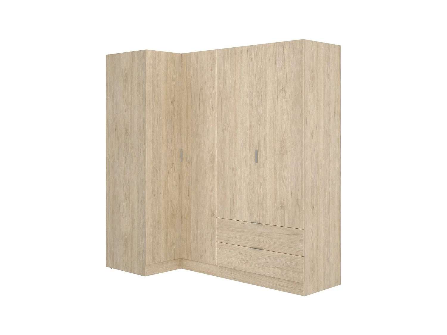 Armoire Sillara, Armoire d'angle pour chambre à coucher, Armoire d'angle avec 4 portes battantes, 174x91h184 cm, Chêne