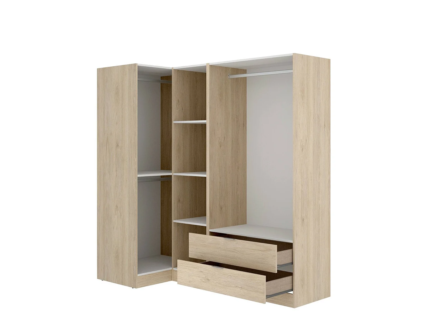 Dmora Guardaroba Grande Sillara 90.5x184h cm Marrone Rovere 2 Cassetti 4 Ripiani, Armadio Camera da Letto Appendiabiti