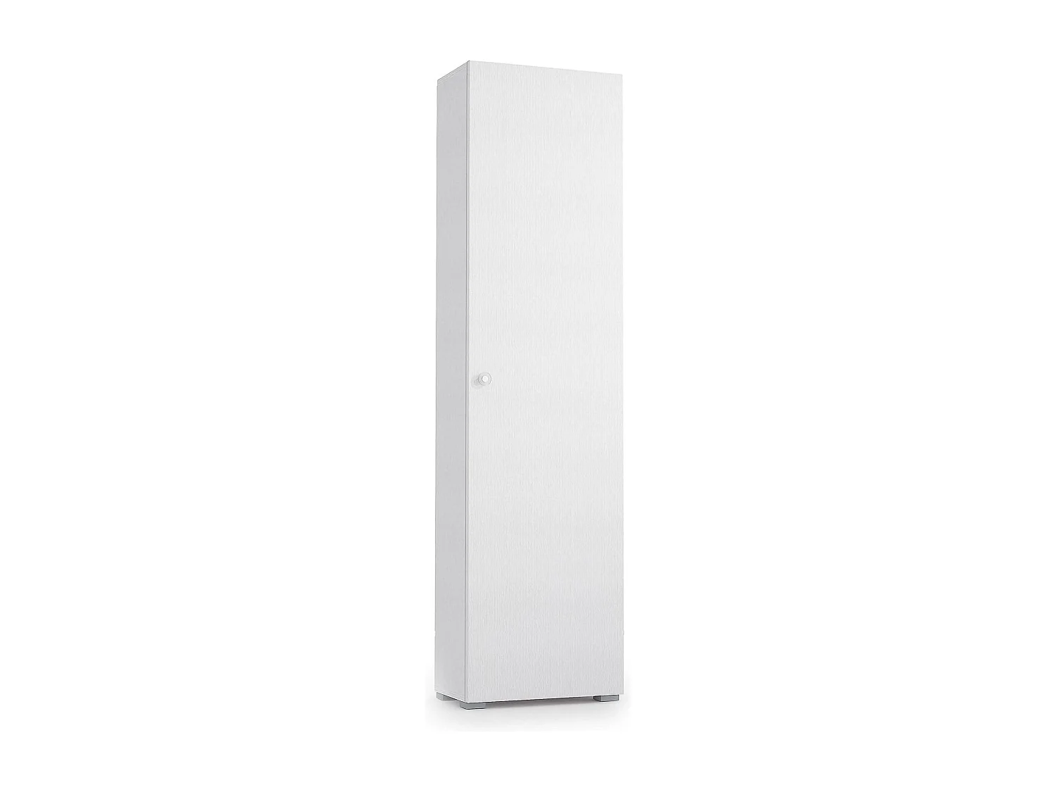 Armario multiusos Ddarbo, Mueble lineal con 1 puerta y 7 baldas, Columna de entrada o baño, zapatero moderno, 100% Made in Italy, 50x30h182 cm, Blanco