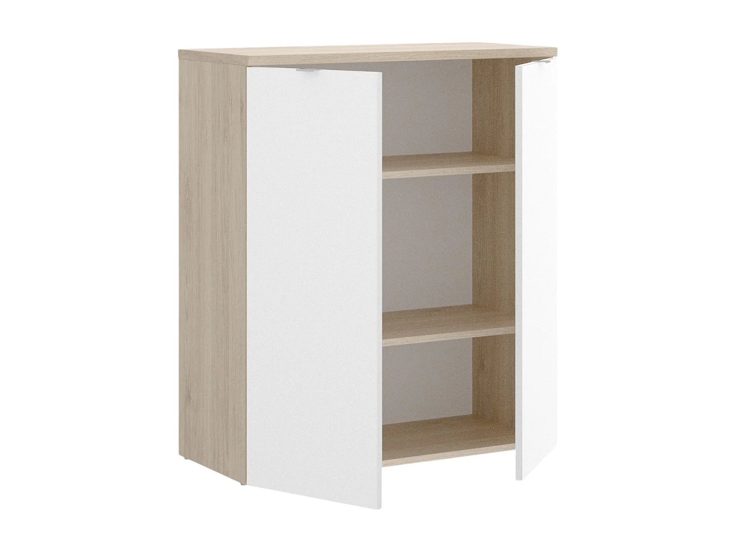 Armoire polyvalente Ddijk, Armoire basse multifonctionnelle, armoire 2 portes, 79x40h96 cm, Blanc et Chêne