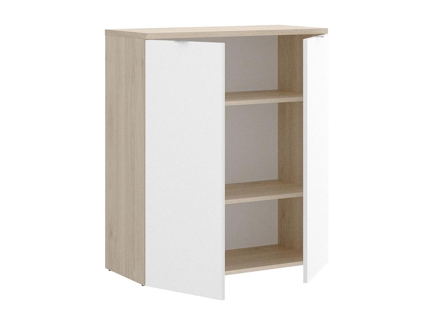 Armoire polyvalente Ddijk, Armoire basse multifonctionnelle, armoire 2 portes, 79x40h96 cm, Blanc et Chêne