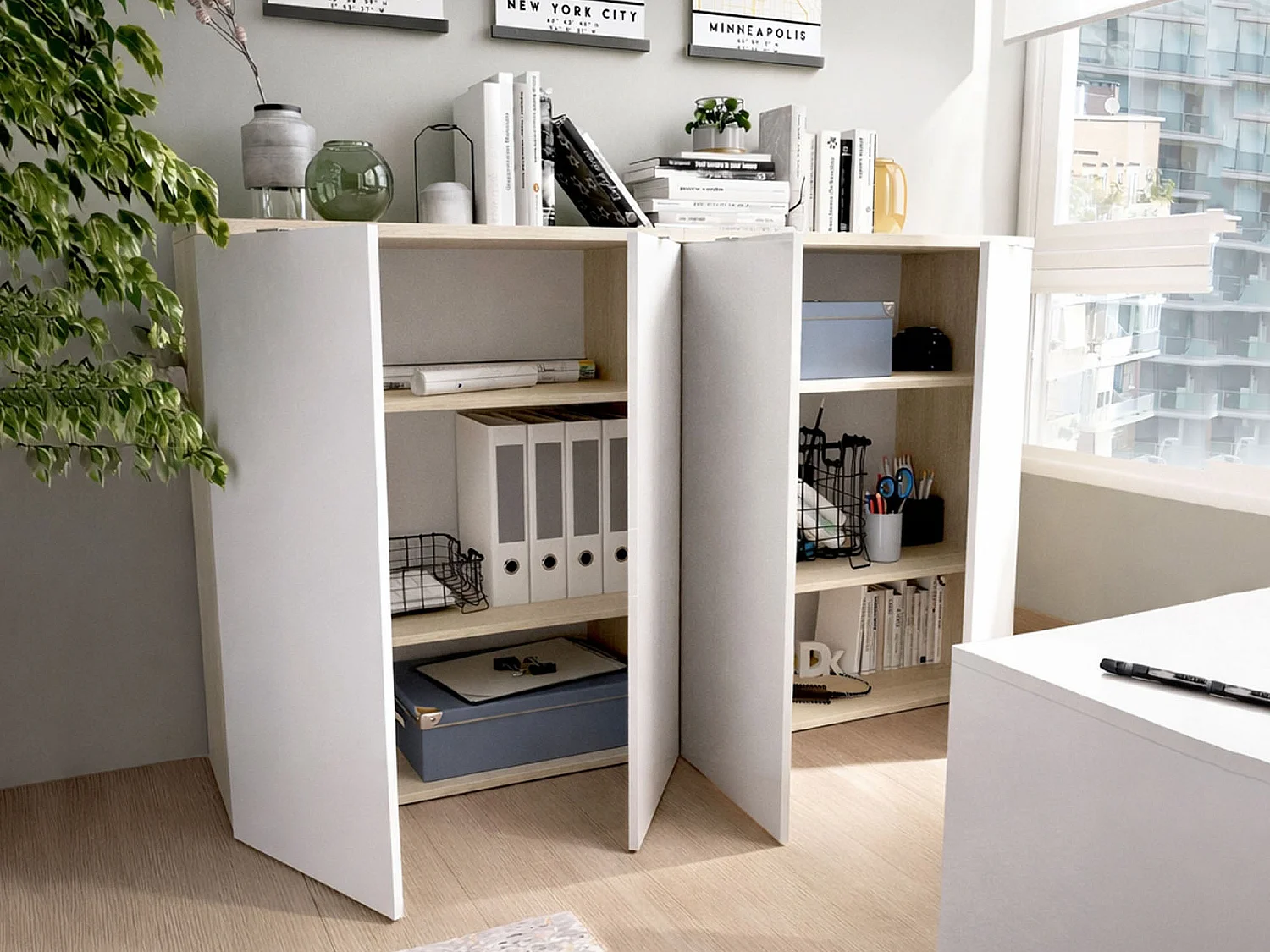 Armadio Multiuso 2 Ante Alicha, 2 Ripiani, 40x96h cm Bianco