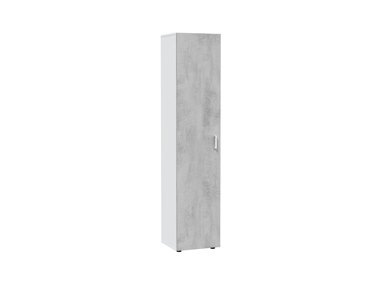 Armoire polyvalente Dmana, Armoire auxiliaire avec 1 porte et 3 étagères, Armoire moderne, Armoire colonne haute, 41x37h182 cm, Ciment et Blanc