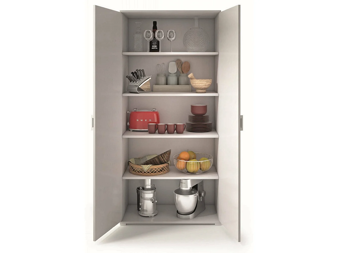 Dmora - Armadio multiuso Aliosha, 90x45h195 cm, Cemento e Bianco