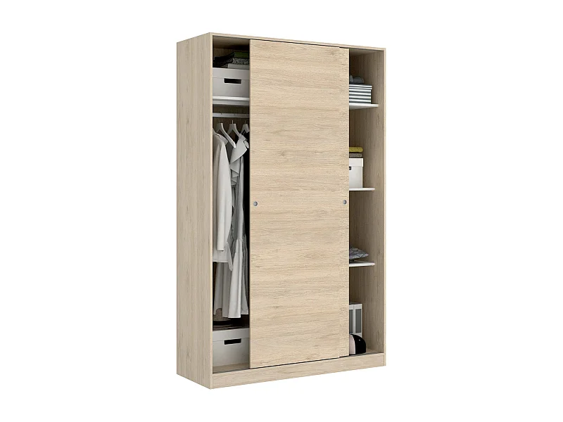 Armoire Denali, Cintre pour chambre à coucher, Armoire avec 2 portes coulissantes, 120x50h204 cm, Chêne