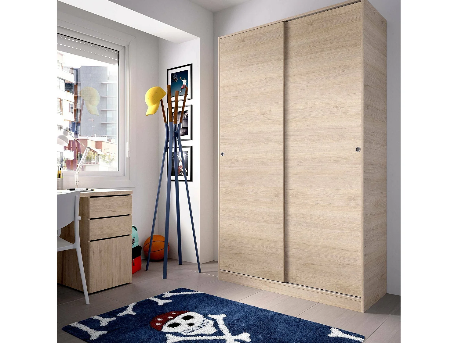 Dmora Guardaroba 2 Ante Denali 50x204h cm Marrone Rovere Appendiabiti 4 Ripiani, Armadio Camera da Letto 2 Ante