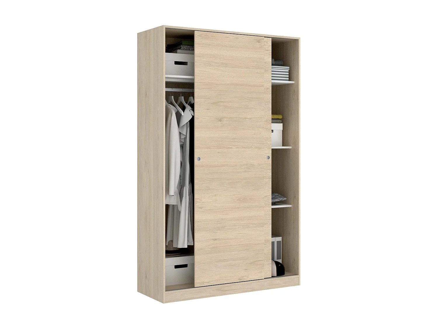 Armoire Denali, Cintre pour chambre à coucher, Armoire avec 2 porte couliante, 120x50h204 cm, Chêne