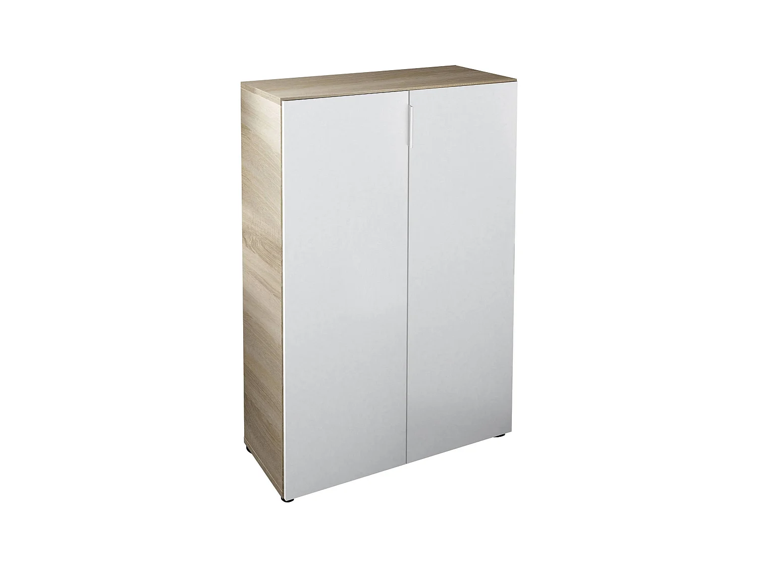 Armoire polyvalente Dlel, Armoire auxiliaire avec 2 portes, Armoire à chaussures basse avec 6 étagères, Étagère à chaussures basse, 70x36h103 cm, Chêne et Blanc