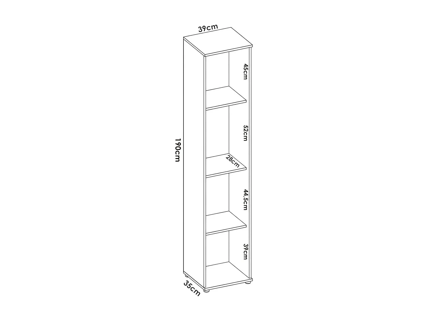 Armário multiuso Dfuzat, Armário multifuncional, Armário multiuso alto com 1 porta, 39x35h190 cm, Branco