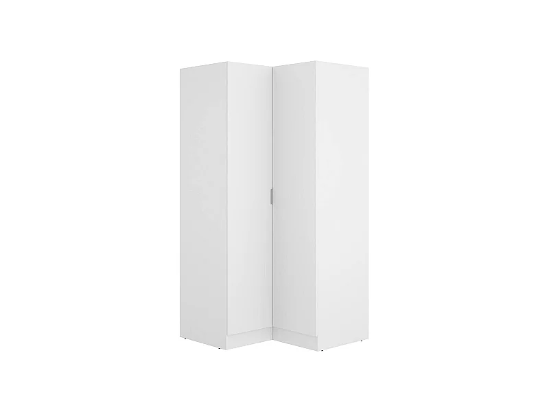 Kleiderschrank Elgon, Eckschrank für Schlafzimmer, Eckschrank mit 2 Flügeltüren, 91x93h184 cm, Weiß