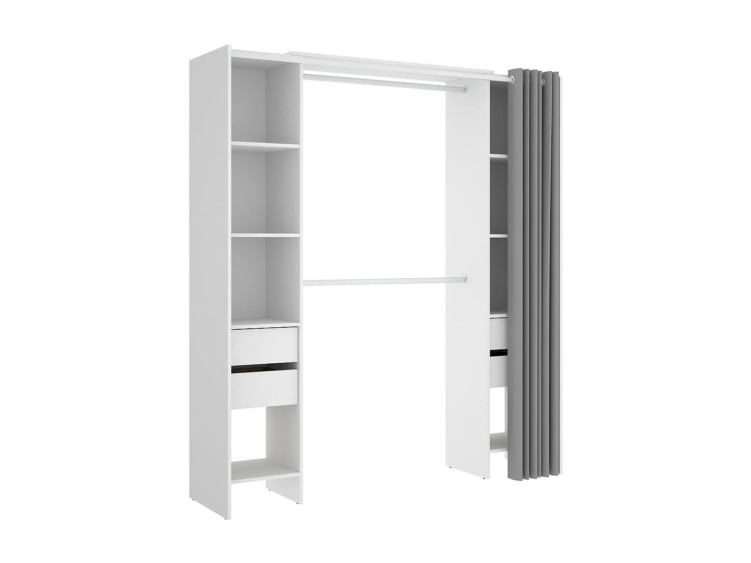 Armário Resegone, Estrutura para guarda-roupa, Cabide aberto, 180x50h205 cm, Branco e Cinza