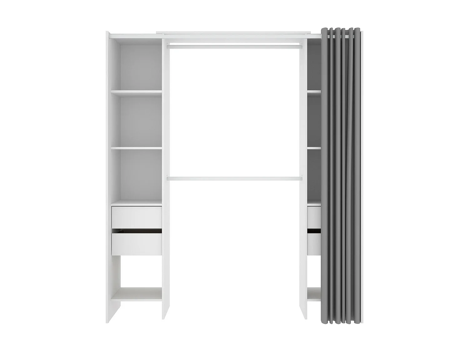 Armário Resegone, Estrutura para guarda-roupa, Cabide aberto, 180x50h205 cm, Branco e Cinza