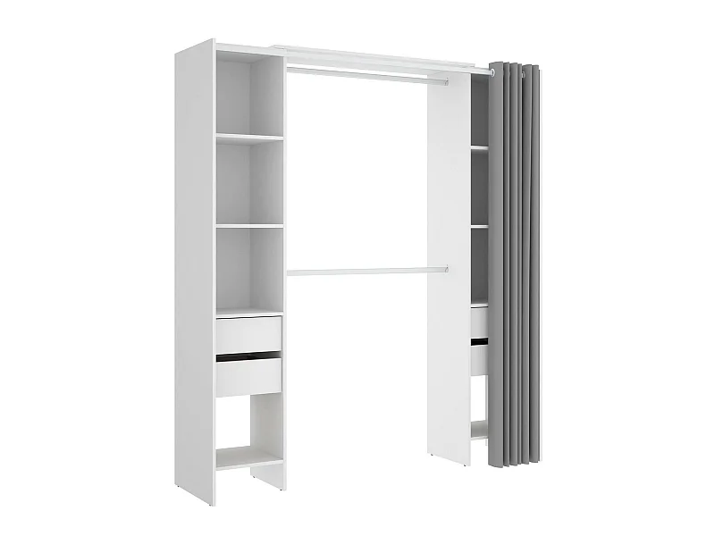 Armoire Resegone, Structure pour dressing, Cintre ouvert, 180x50h205 cm, Blanc et Gris
