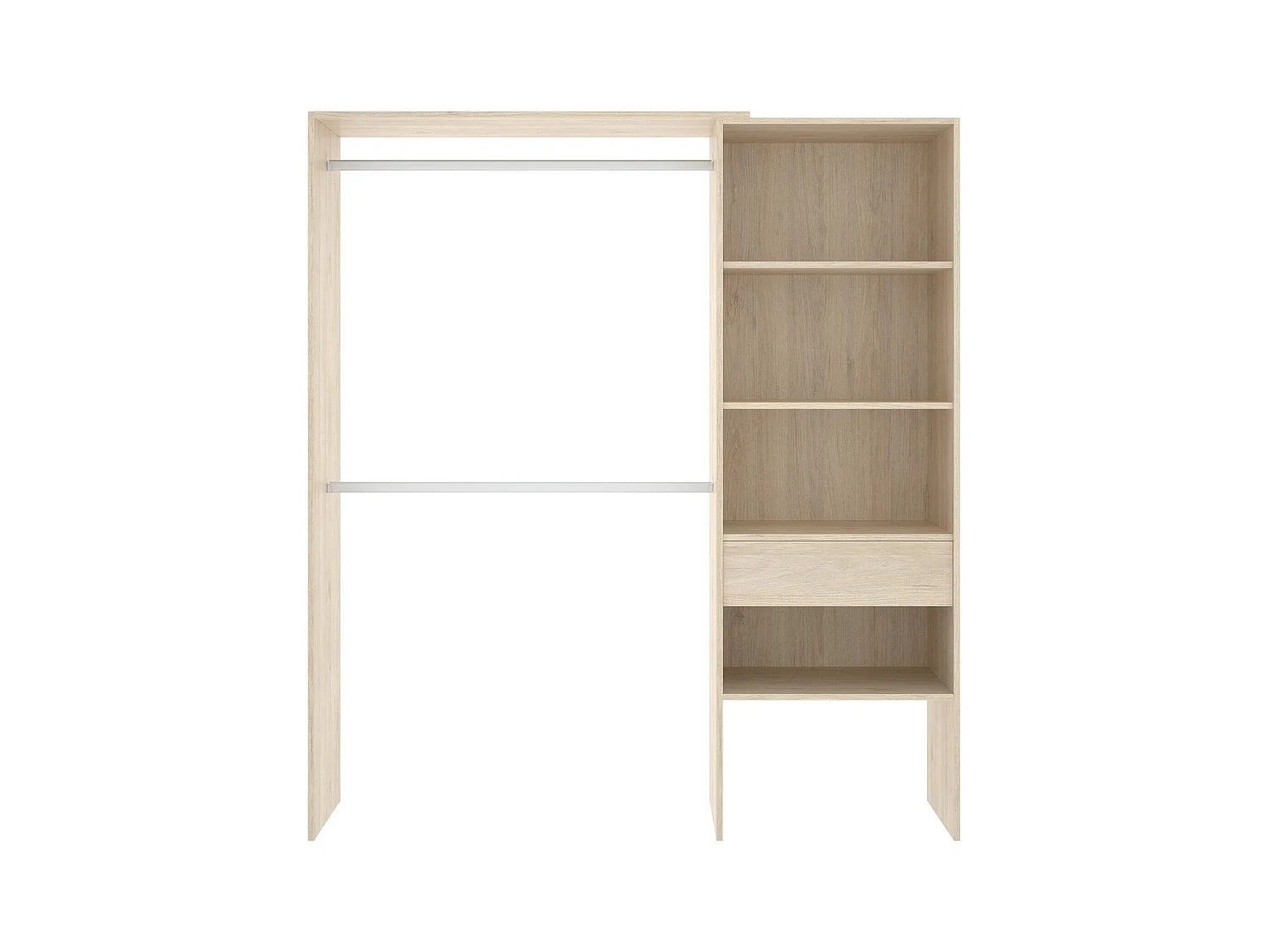 Armoire Lhotse, Structure pour dressing, Cintre ouvert, 160x40h187 cm, Chêne