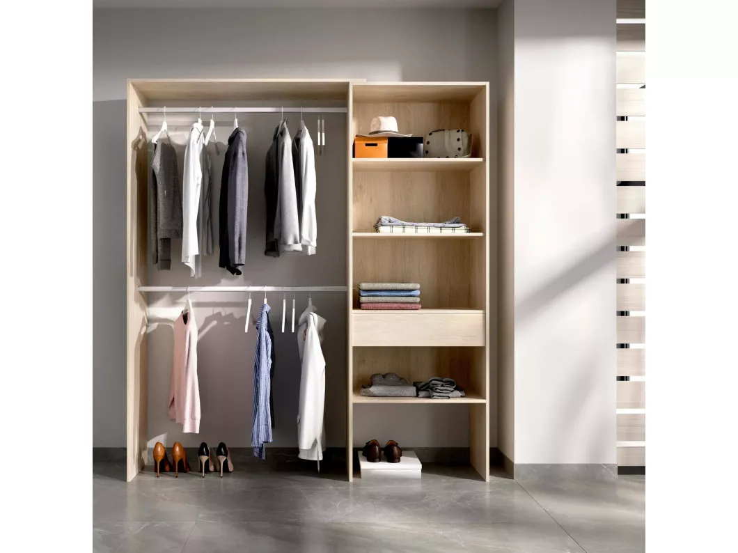 Kauf Unique Kleiderschrank Lhotse, Struktur für begehbaren Kleiderschrank, offene Garderobe, 160 x 40 x 187 cm, Eiche