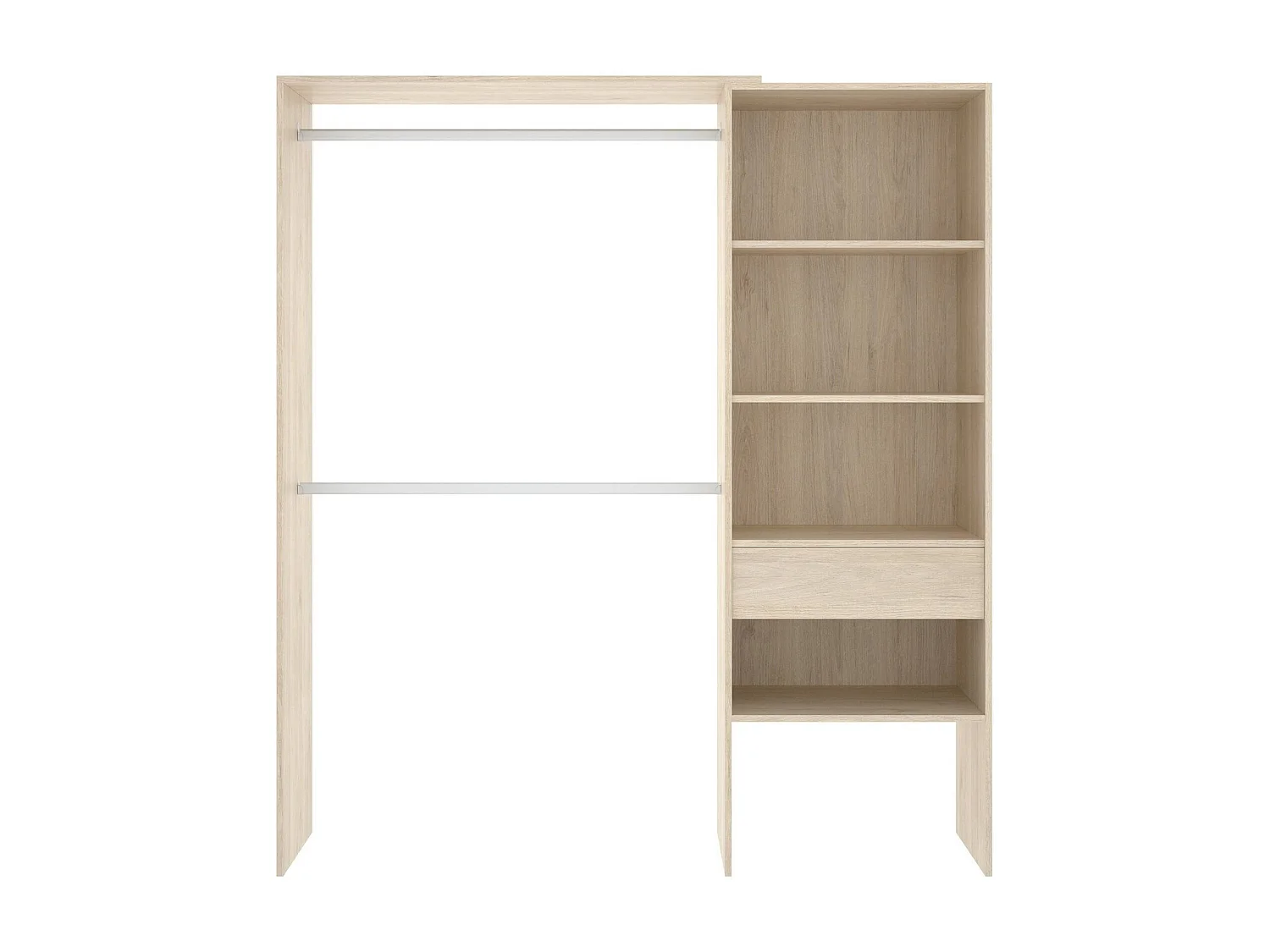 Armoire Lhotse, Structure pour dressing, Cintre ouvert, 160x40h187 cm, Chêne