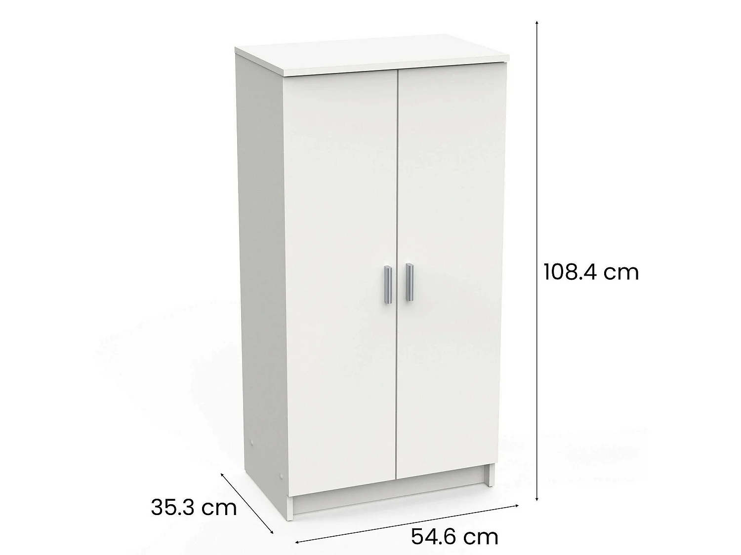 Dbonucc multifunctionele kledingkast, Extra kast met 2 deuren, Lage schoenenkast met 6 planken, Modern schoenenrek, 55x36h108 cm, Wit