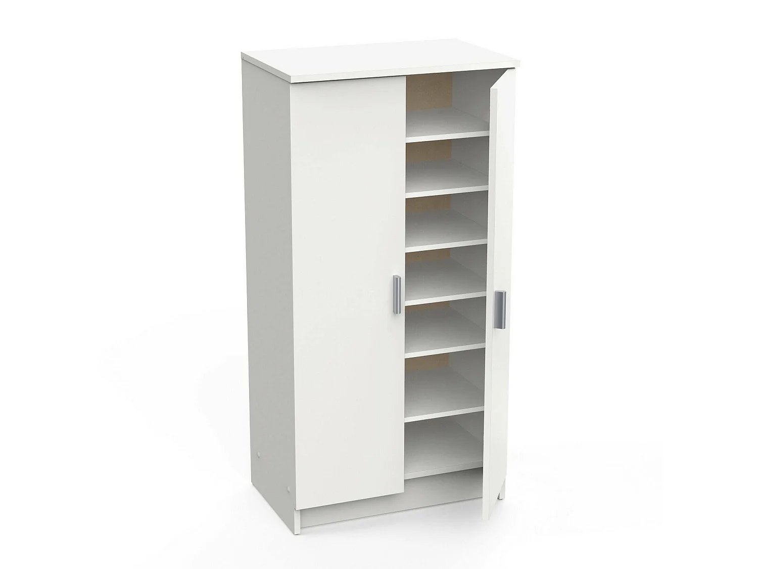 Dbonucc multifunctionele kledingkast, Extra kast met 2 deuren, Lage schoenenkast met 6 planken, Modern schoenenrek, 55x36h108 cm, Wit