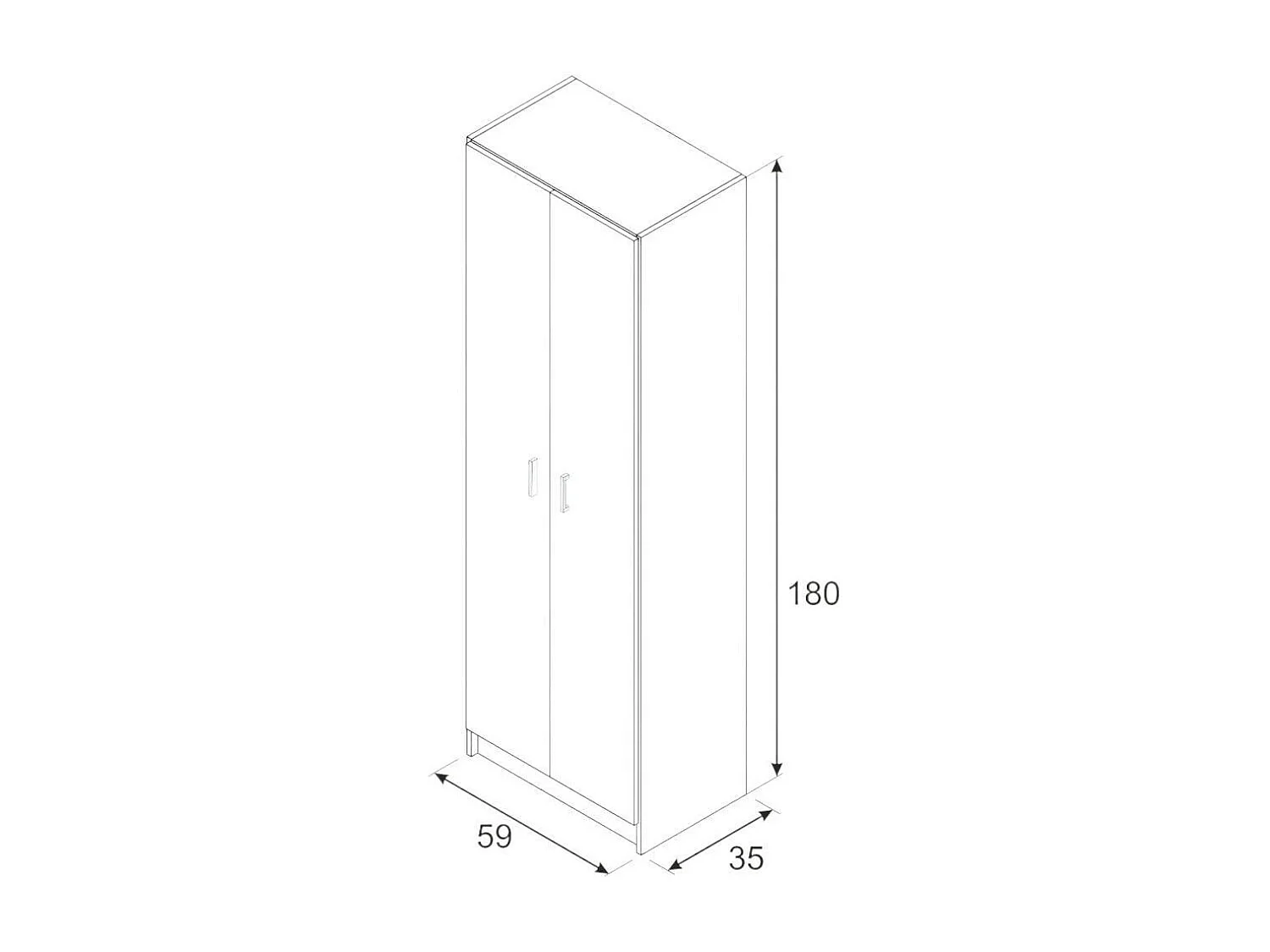 Armoire polyvalente Dimarc, Armoire auxiliaire avec 2 portes, Armoire à chaussures moderne, Étagère à chaussures verticale, 59x37h180 cm, Chêne