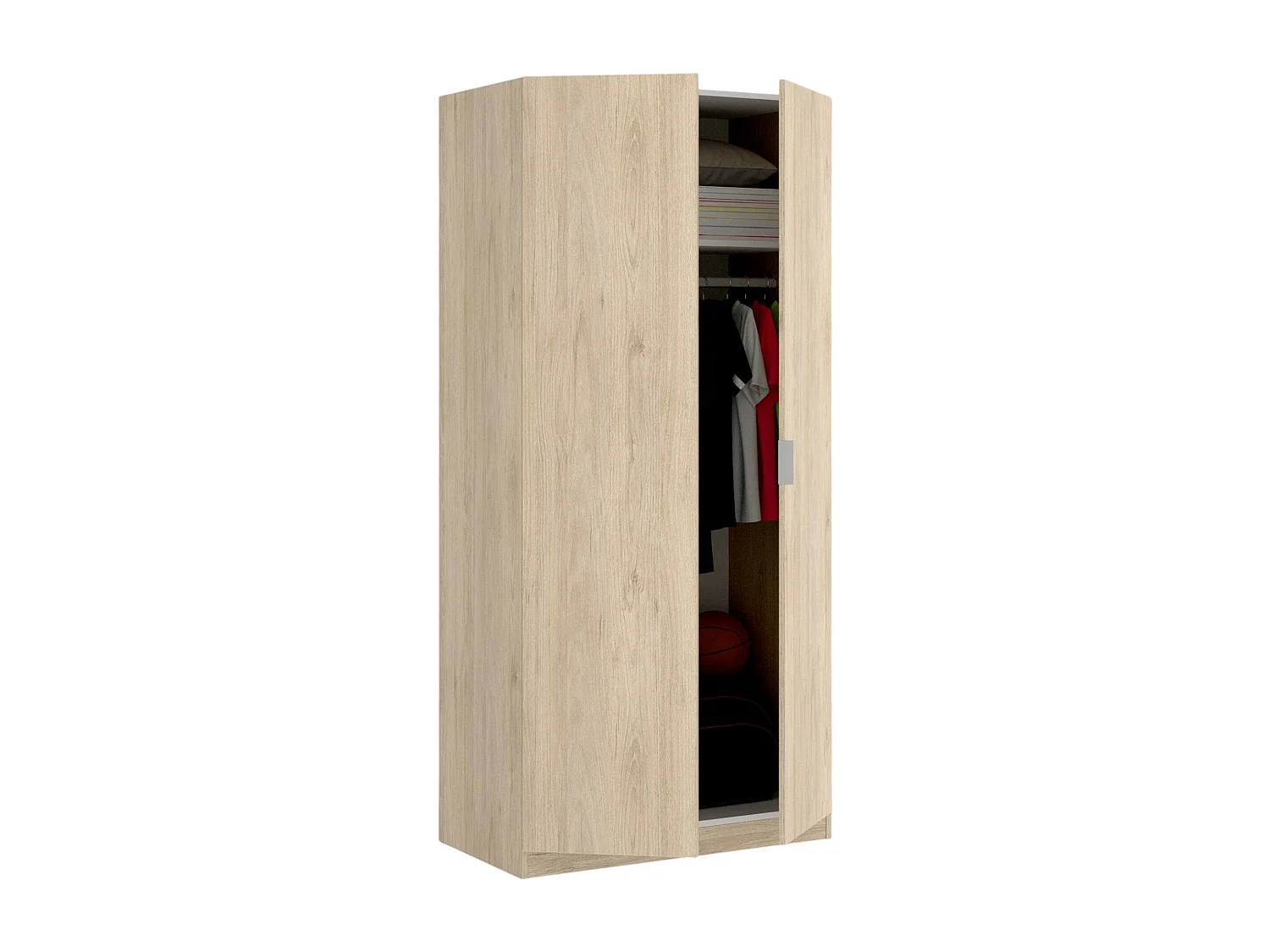 Armoire Giovo, Cintre pour chambre à coucher, Armoire avec 2 portes battantes, 81x52h184 cm, Chêne