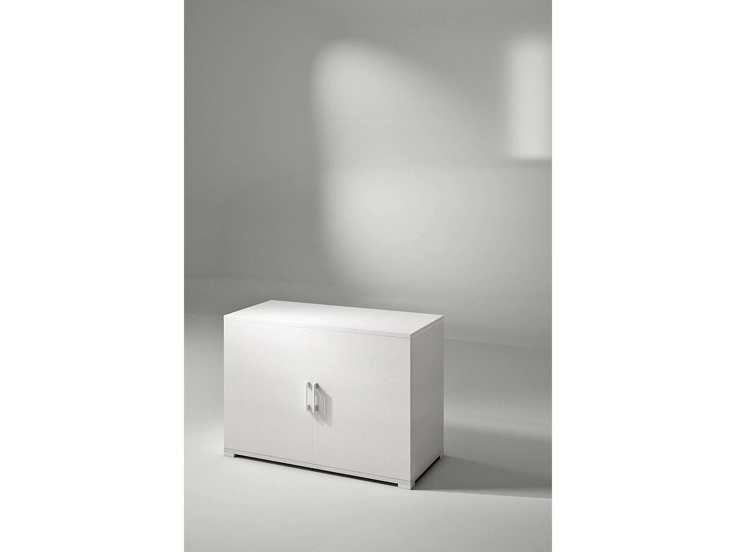 Armário multiuso Darc, Armário linear com 2 portas de batente com prateleira, Armário de entrada, Sapateira moderna, 100% Fabricado na Itália, 90x45h66 cm, Branco