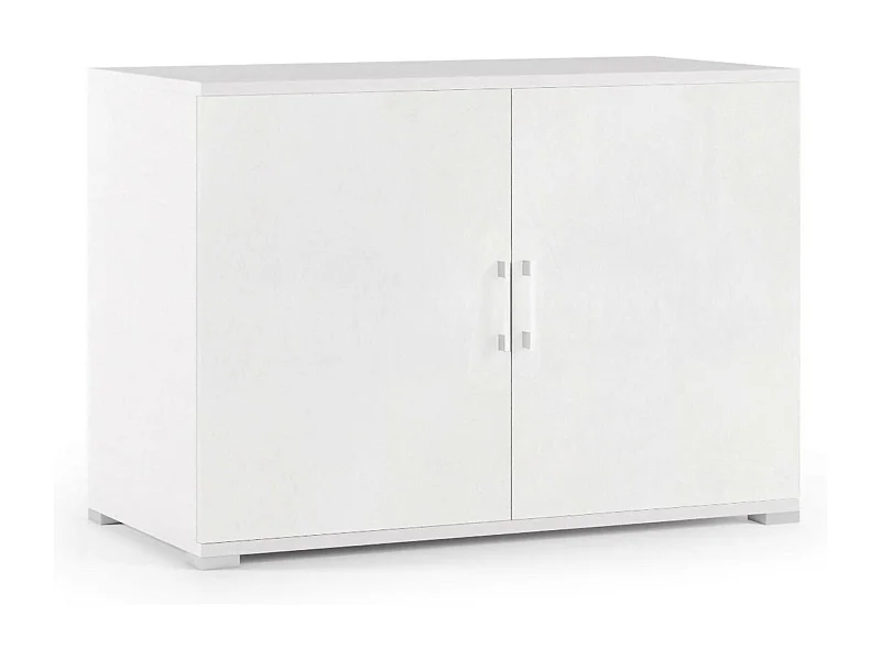 Darc multifunctionele kledingkast, Lineaire kast met 2 draaideuren met plank, Entreekast, Modern schoenenrek, 100% Made in Italy, 90x45h66 cm, Wit