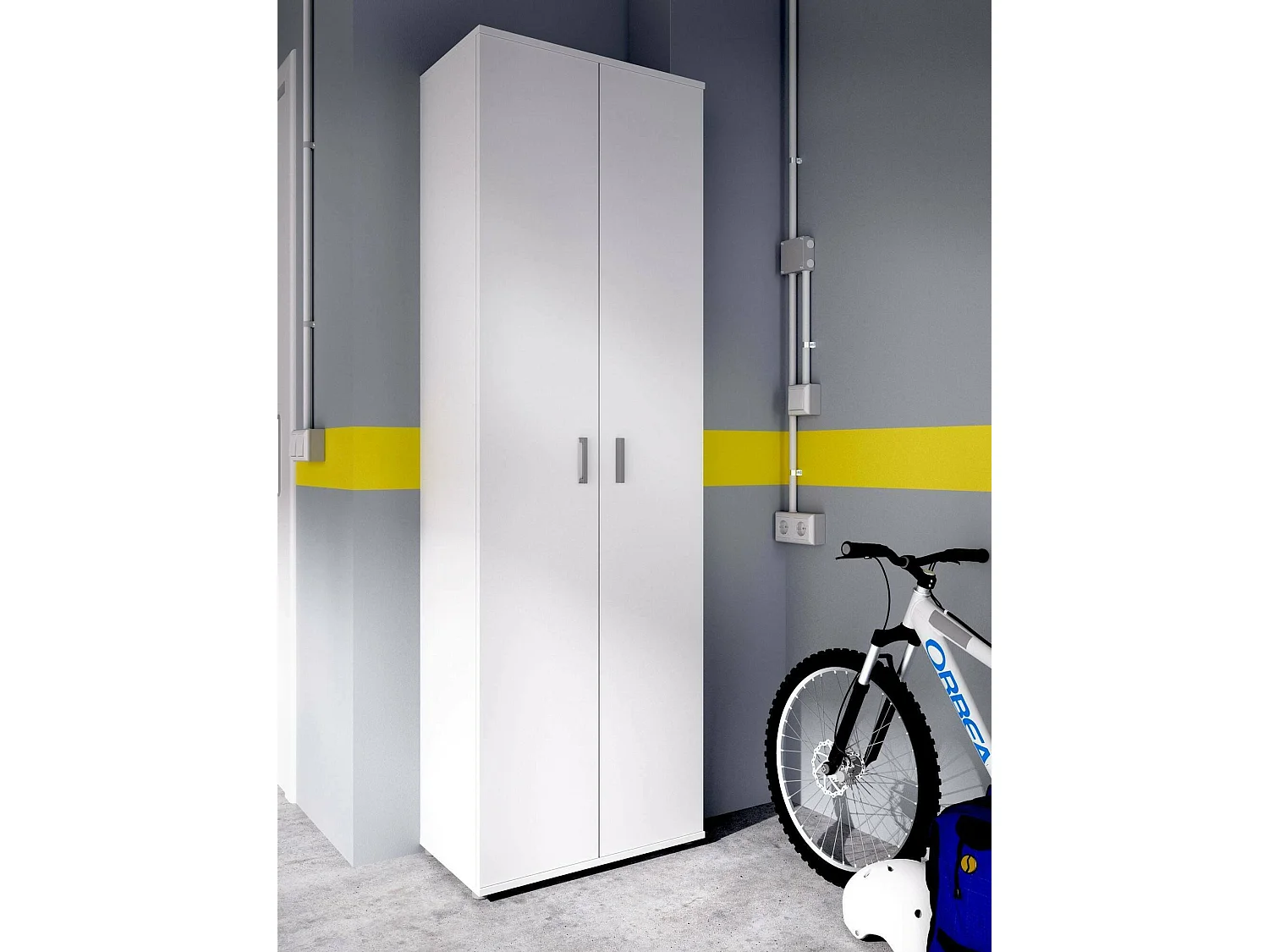 Dmeg armoire polyvalente, armoire à chaussures multifonctionnelle, armoire 2 portes, 61x35h190 cm, blanc
