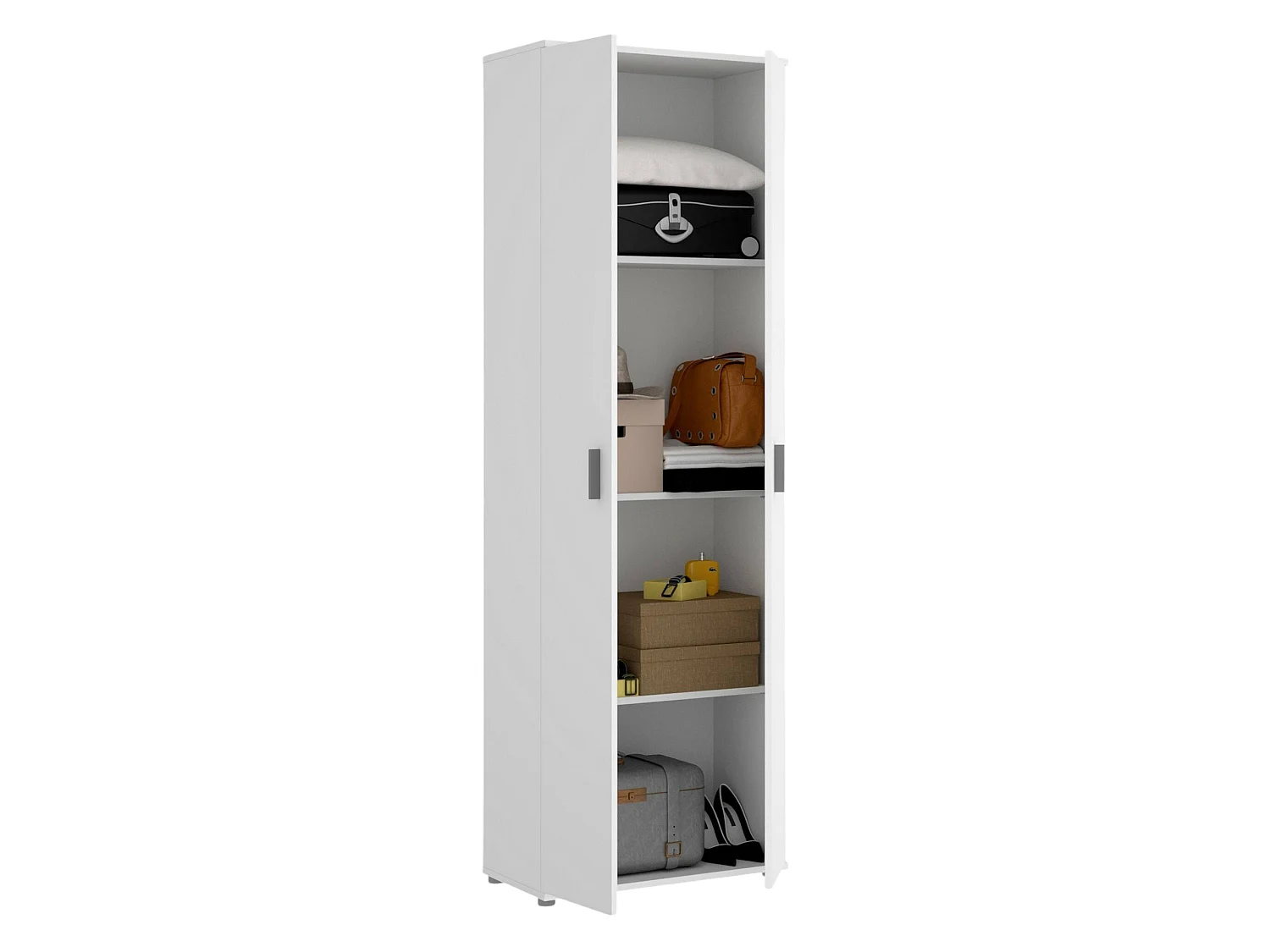 Dmeg armoire polyvalente, armoire à chaussures multifonctionnelle, armoire 2 portes, 61x35h190 cm, blanc