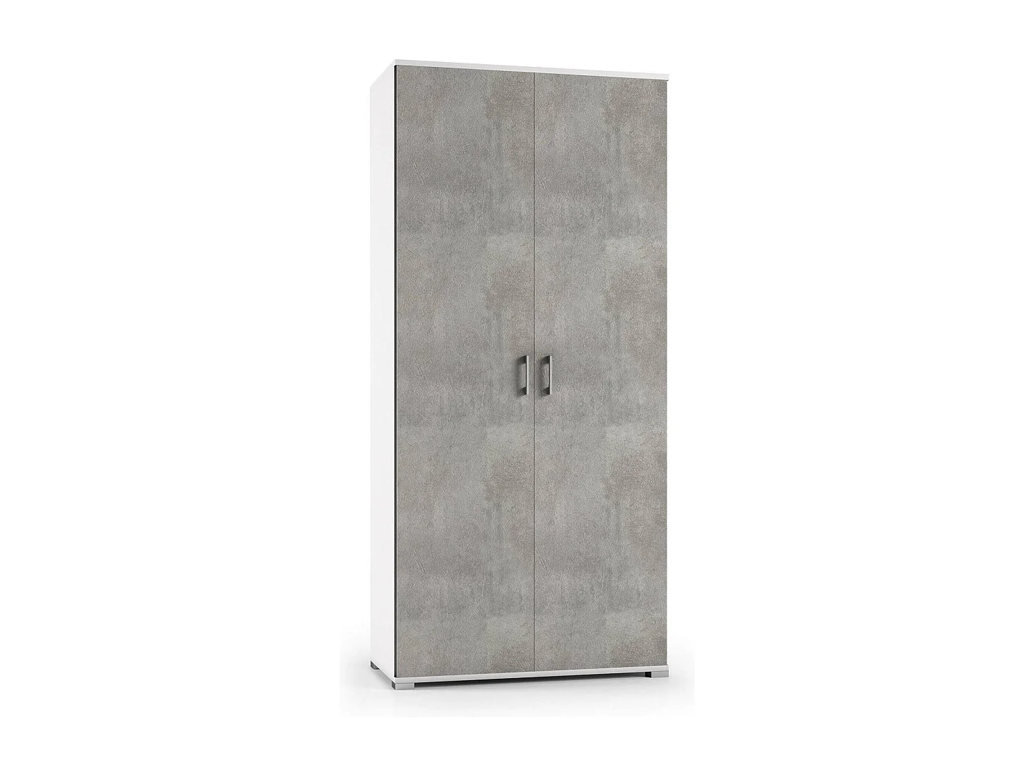 Dmora - Armoire polyvalente Alisso 2 portes, 90 x 45 x 195 cm, Ciment, Blanc, Panneau effet bois
