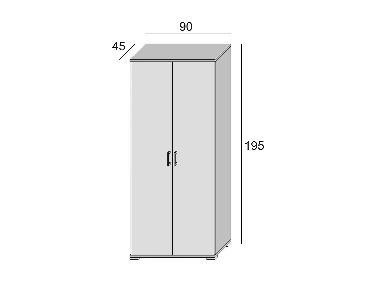 Dmora - Armoire polyvalente Alisso 2 portes, 90 x 45 x 195 cm, Ciment, Blanc, Panneau effet bois