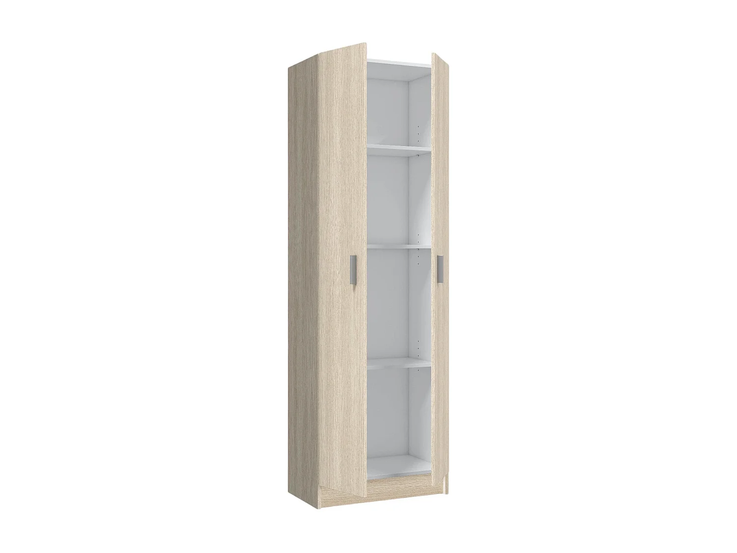 Dmarra multifunctionele kledingkast, Extra kast met 2 deuren, Schoenenrek met 3 planken, Modern hoog schoenenrek, 59x37h180 cm, Eiken