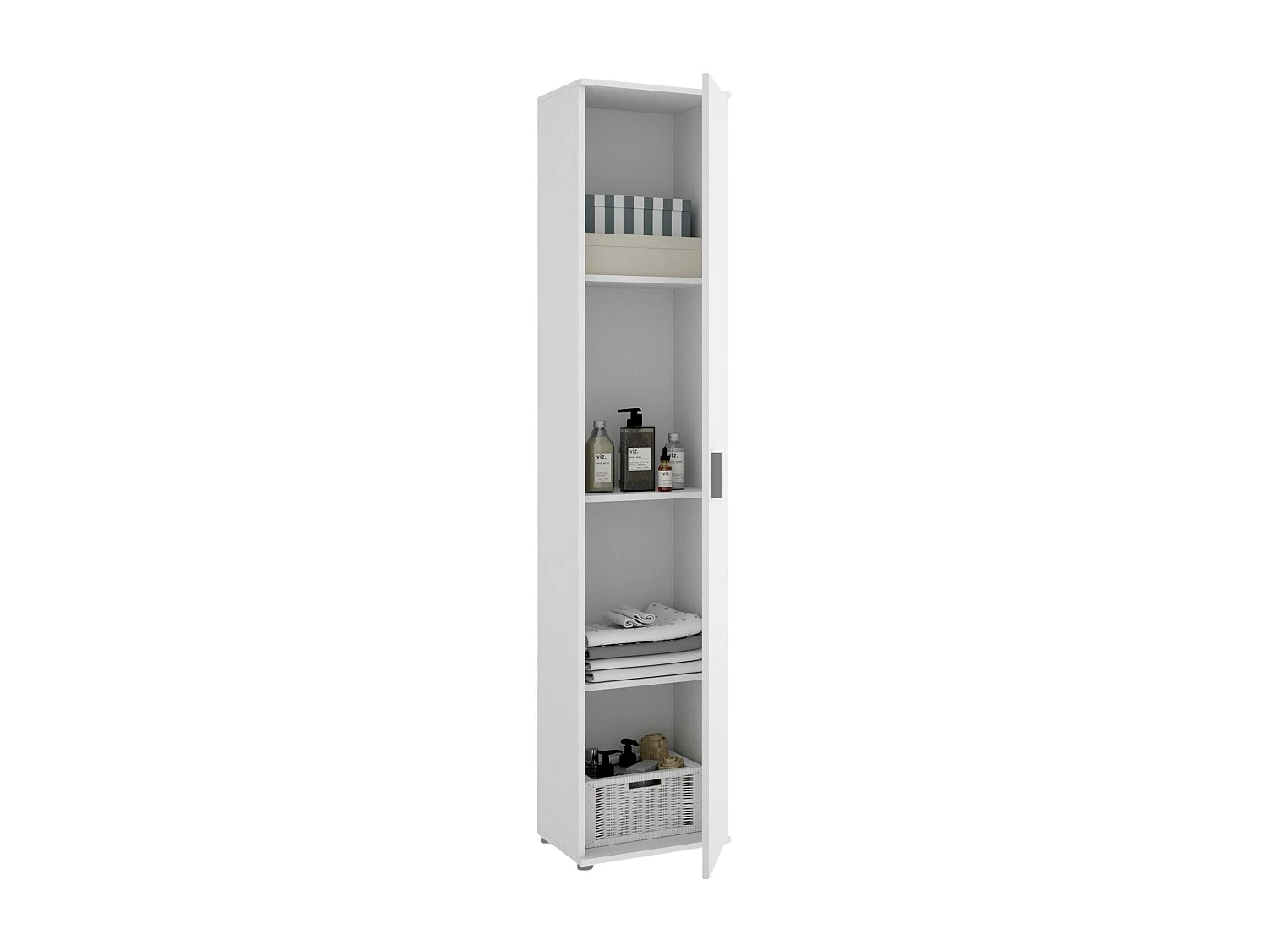 Dmora Multifunctionele Kast 1 Deur Lagalb 35x190h cm Wit 3 Planken Een Deur, Opklapbaar