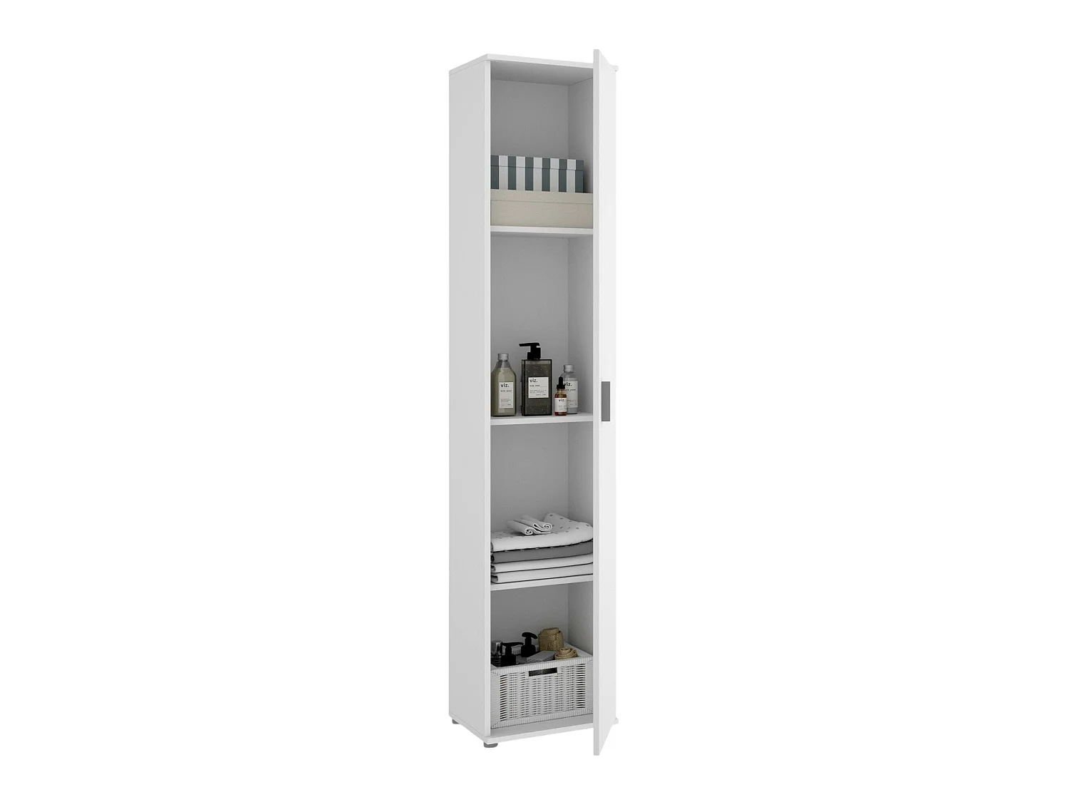 Armoire polyvalente Lagalb, Armoire de rangement multifonctionnelle, Armoire polyvalente haute avec 1 porte, 39x35h190 cm, Blanc
