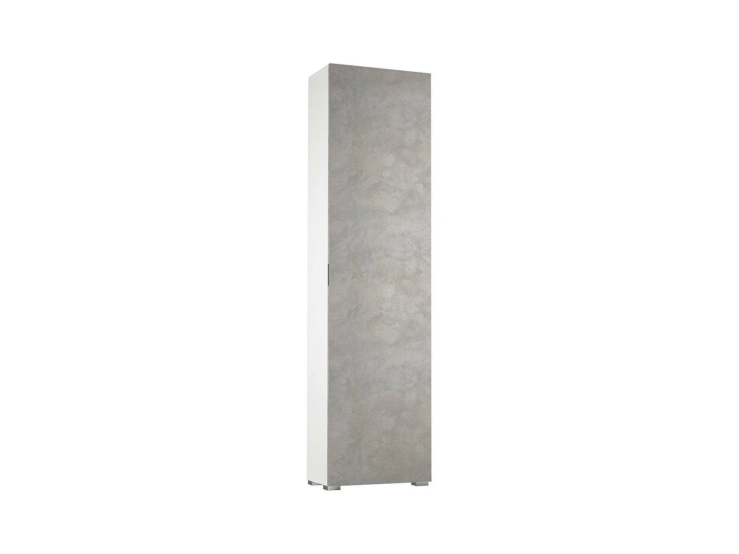 Armario multiusos Ddarbo, Mueble lineal con 1 puerta y 7 baldas, Columna de entrada o baño, zapatero moderno, 100% Made in Italy, 50x30h182 cm, Cemento y Blanco