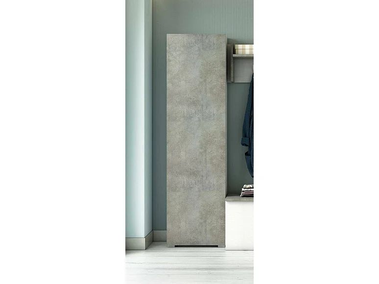 Armadio Multiuso 1 Anta Abuela, 7 Ripiani Made in Italy, 30x182h cm Grigio Cemento