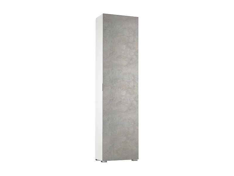 Armadio multiuso 1 anta effetto legno cemento, bianco 50x30h182 cm