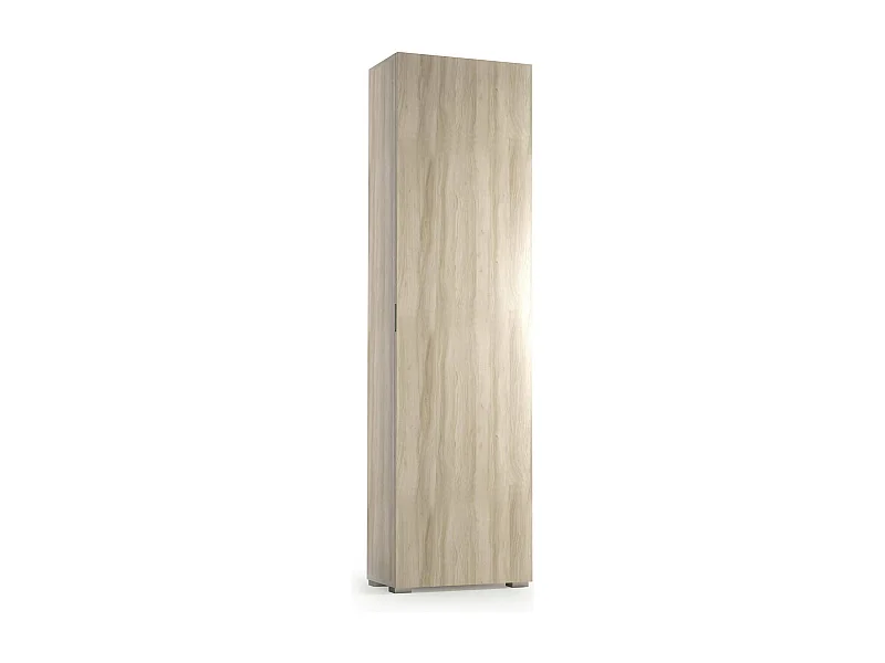 Armario multiusos Ddarbo, Mueble lineal con 1 puerta y 7 baldas, Columna de entrada o baño, zapatero moderno, 100% Made in Italy, 50x30h182 cm, Olmo