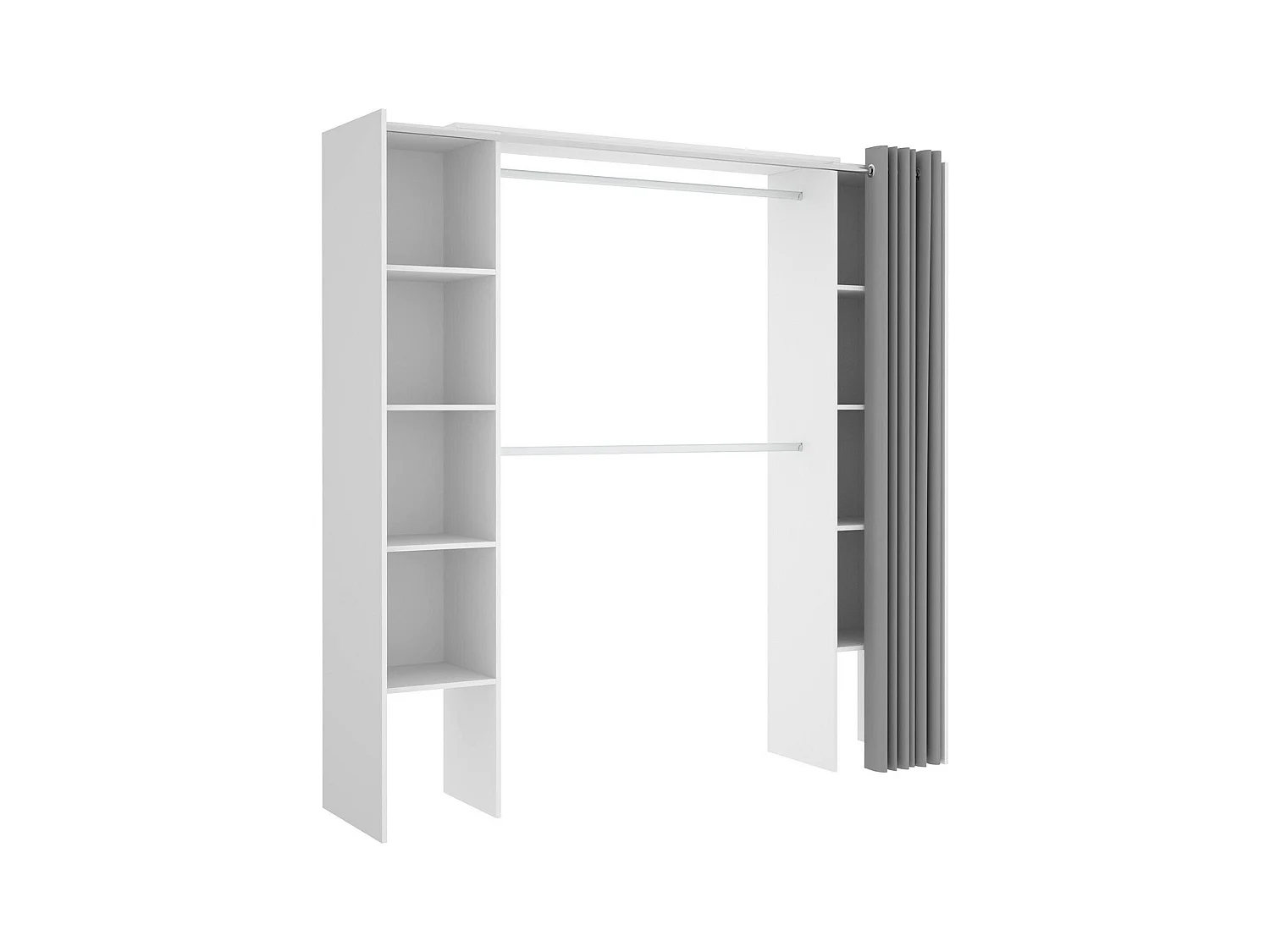Armoire Manaslu, Structure pour dressing, Cintre ouvert extensible, 180x50h205 cm, Blanc et Gris